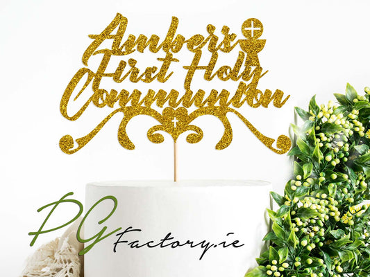 Personalised Holy Communion Glitter Cake Topper - PG Factory