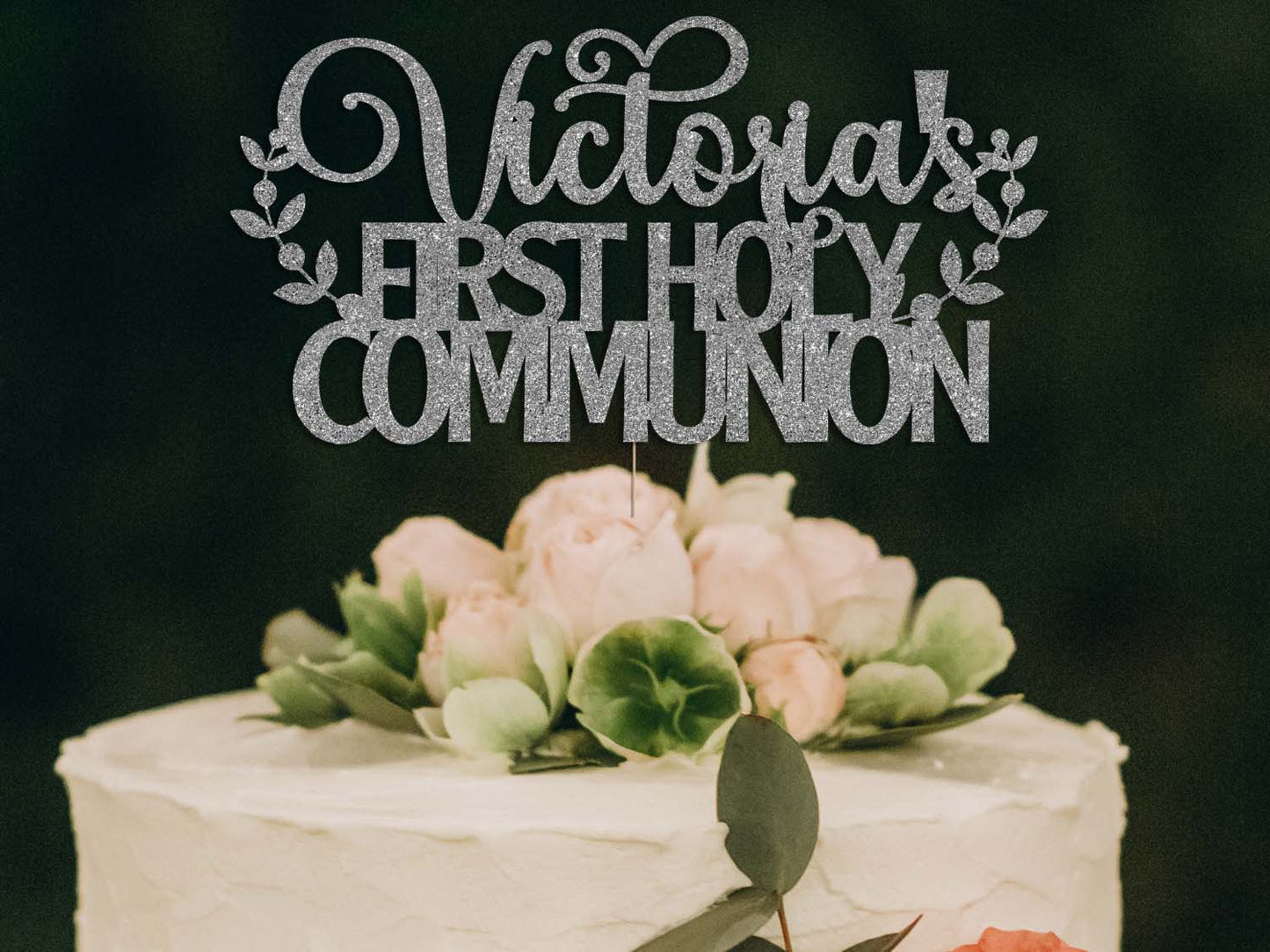 First Holy Communion Personalised Glitter Cake Topper Ireland