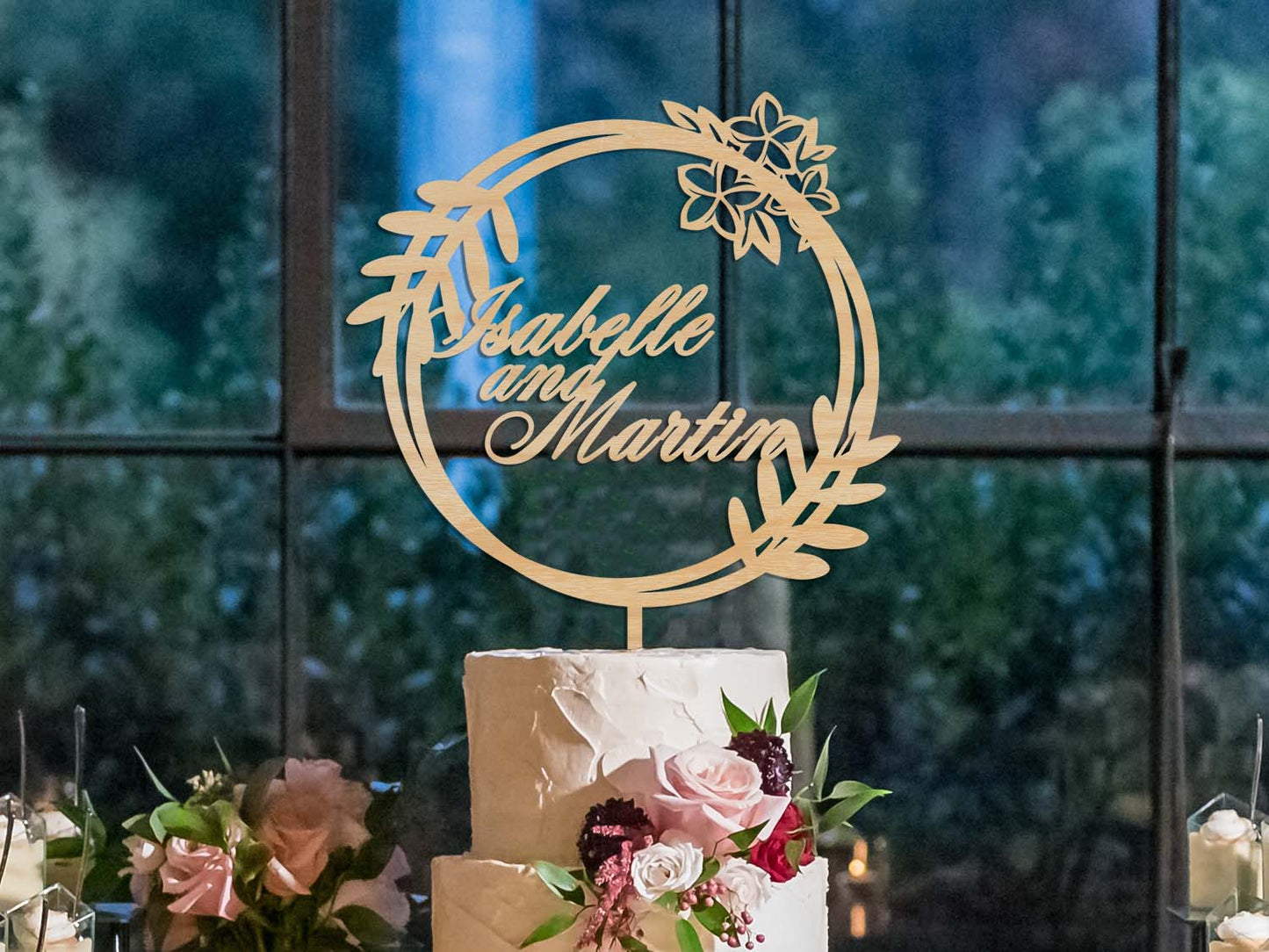 Custom Names - Floral Wedding Cake Topper