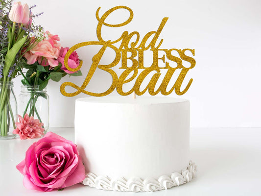 God Bless Christening Cake Topper