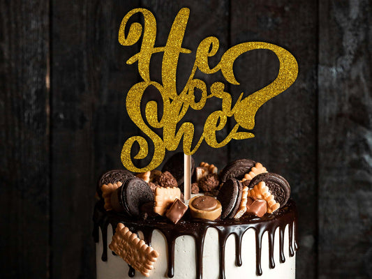 He or She - Baby Shower Cake Topper