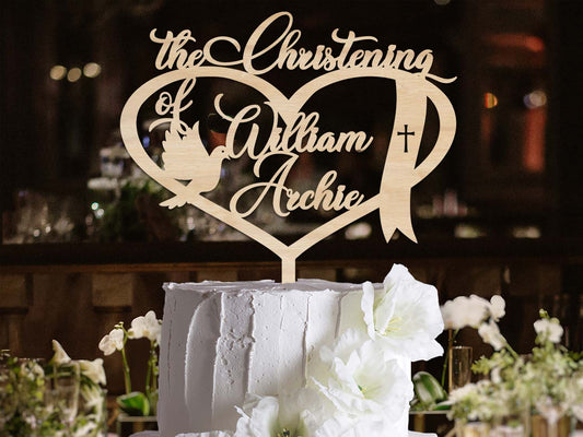 Heart Christening Cake Topper Personalised Ireland