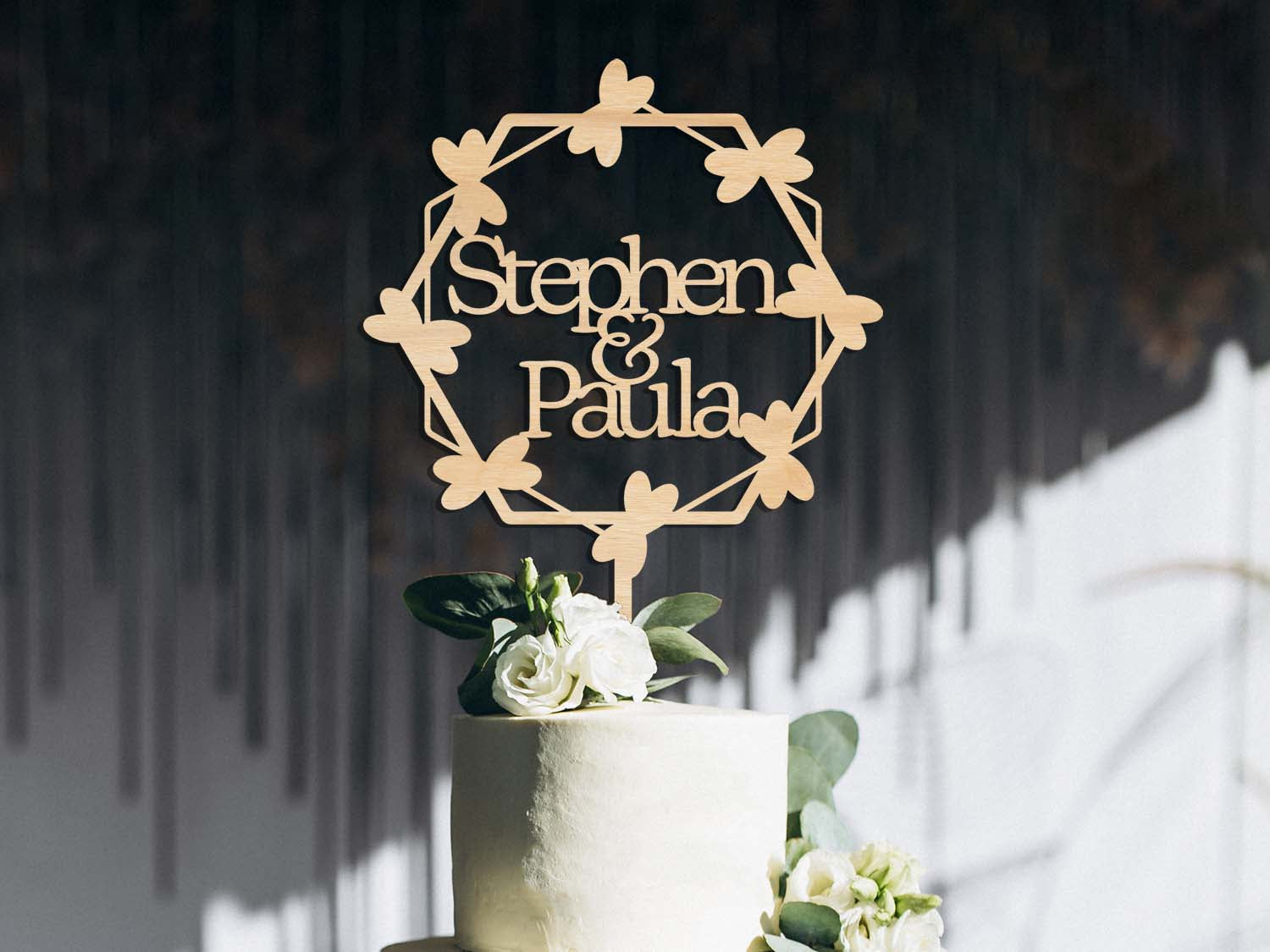 Hearts Wooden Wedding Cake Topper - PG Factory