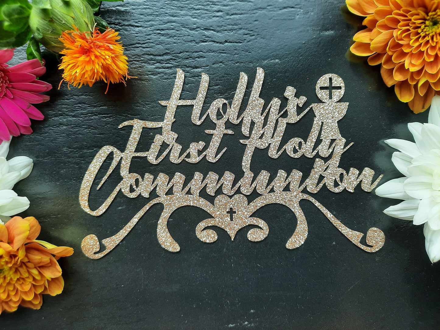 Personalised Holy Communion Glitter Cake Topper - PG Factory