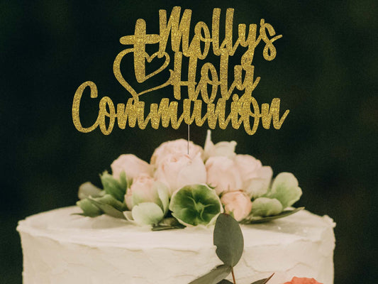 Holy Communion Personalised Glitter Cake Topper Ireland