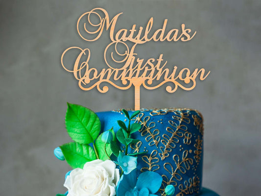 Personalised Wooden First Communion Cake Topper - PG Factory