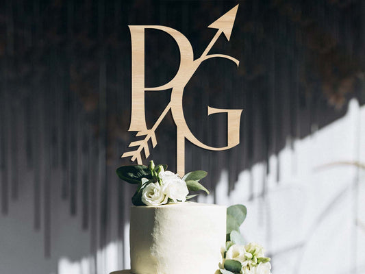 Initials Love Arrow Wedding Cake Topper Ireland