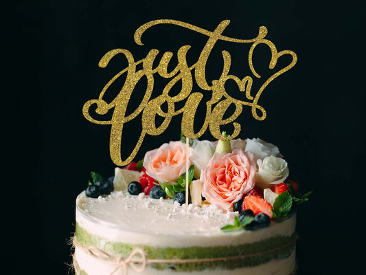 Just Love Cake Topper, Engagement Love Cake Sign with hearts