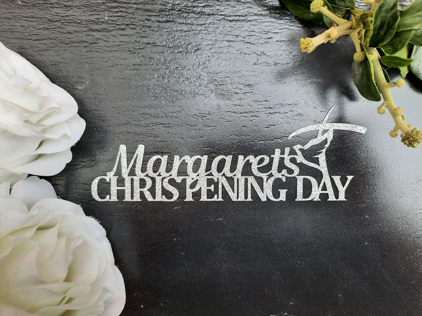 Personalised Christening Glitter Cake Topper - PG Factory