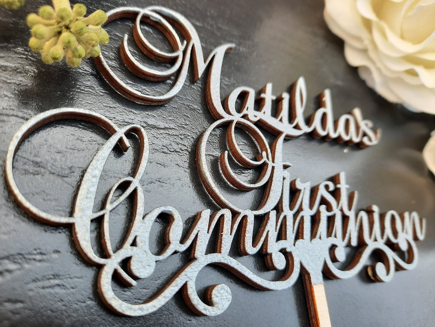 Personalised Wooden First Communion Cake Topper - PG Factory