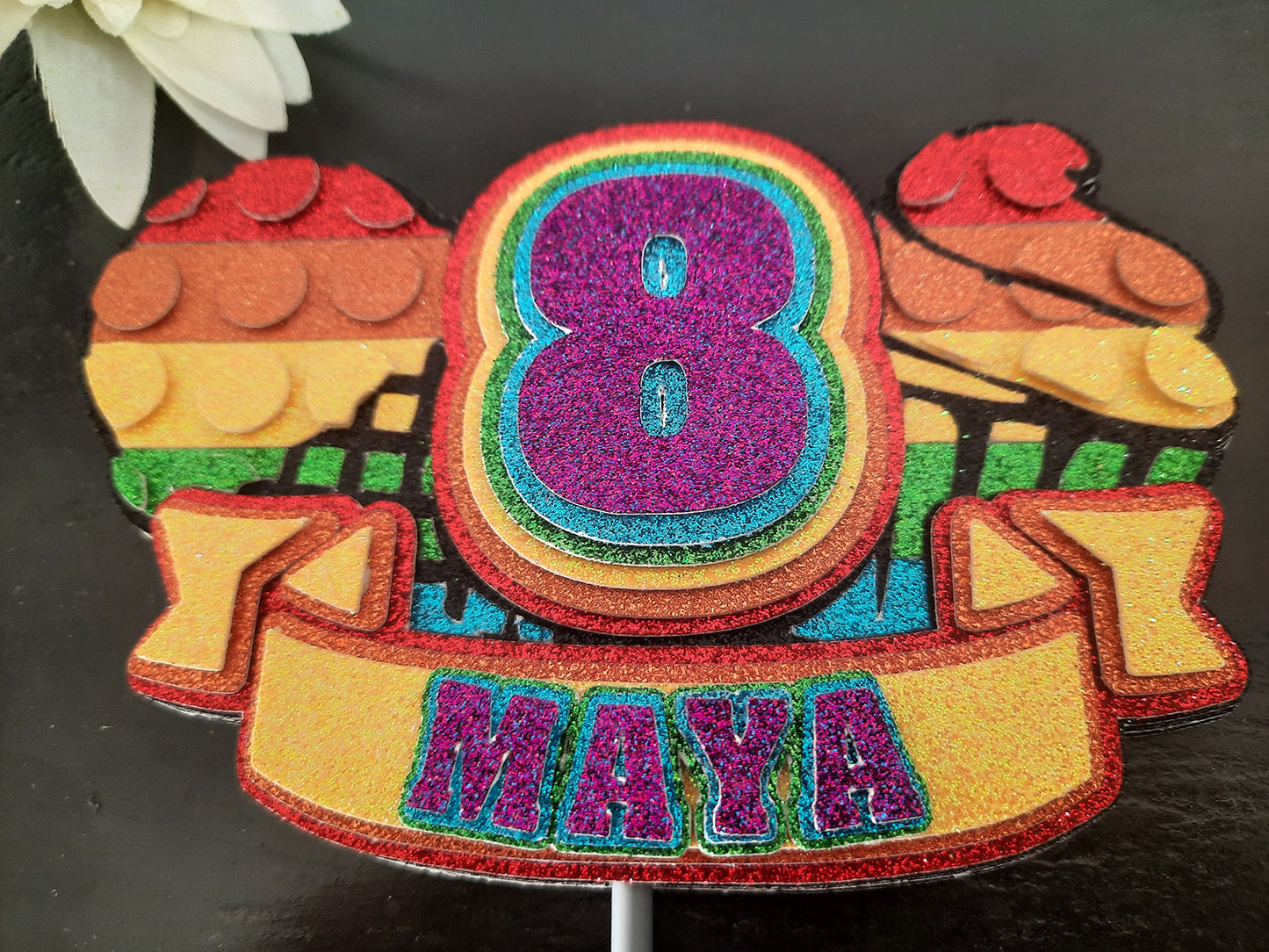 Pop it - 3D Glitter Craft Card Birthday Cake Topper