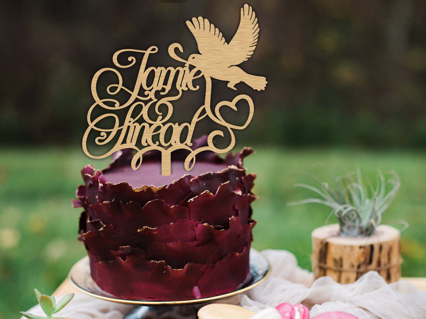 Names Dove Heart Cake Topper