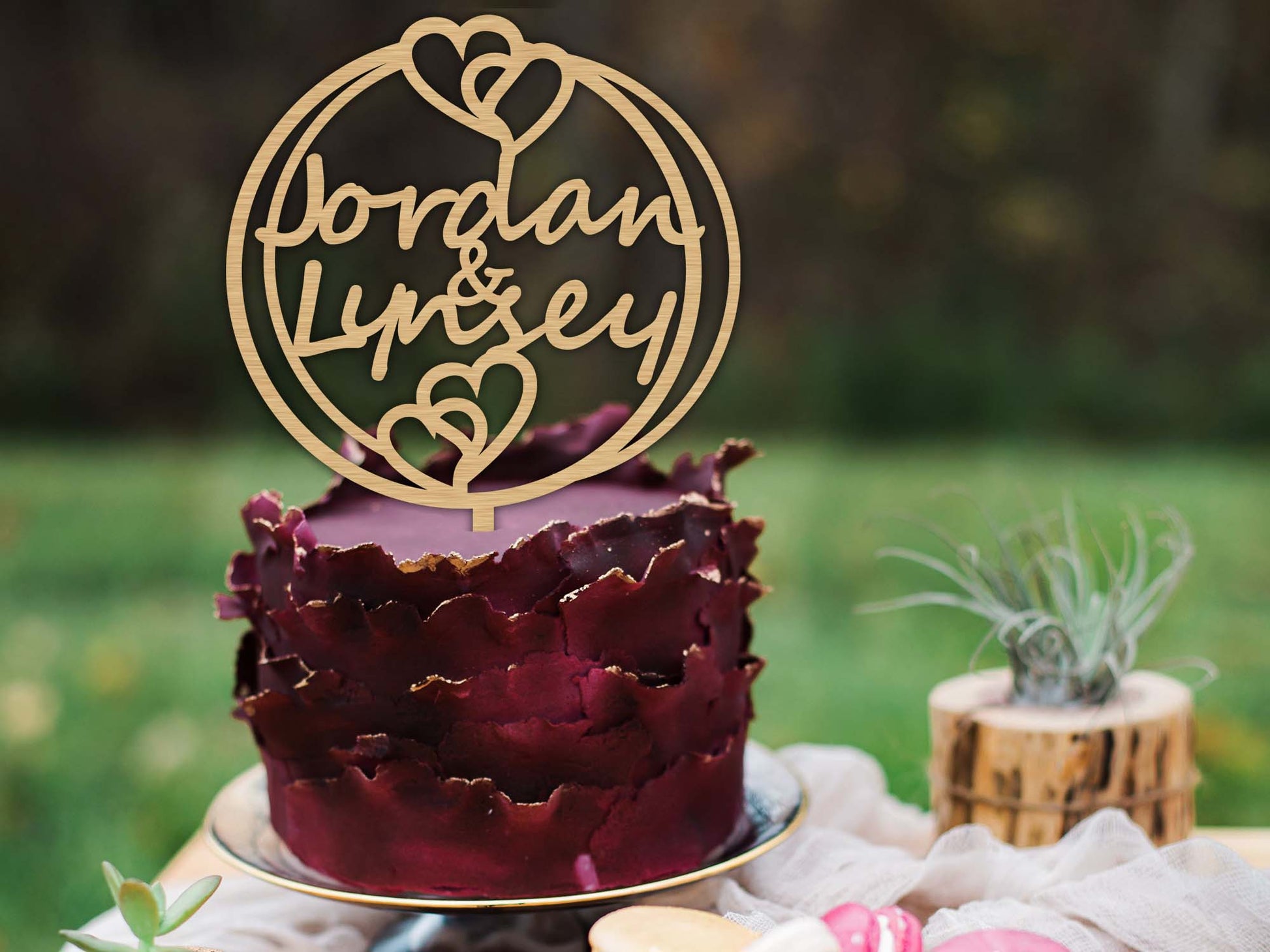 Names and Hearts Wedding Cake Topper