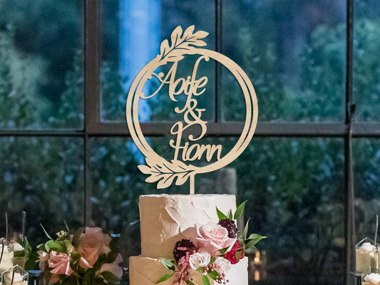 Oak Leaves Wedding Cake Topper
