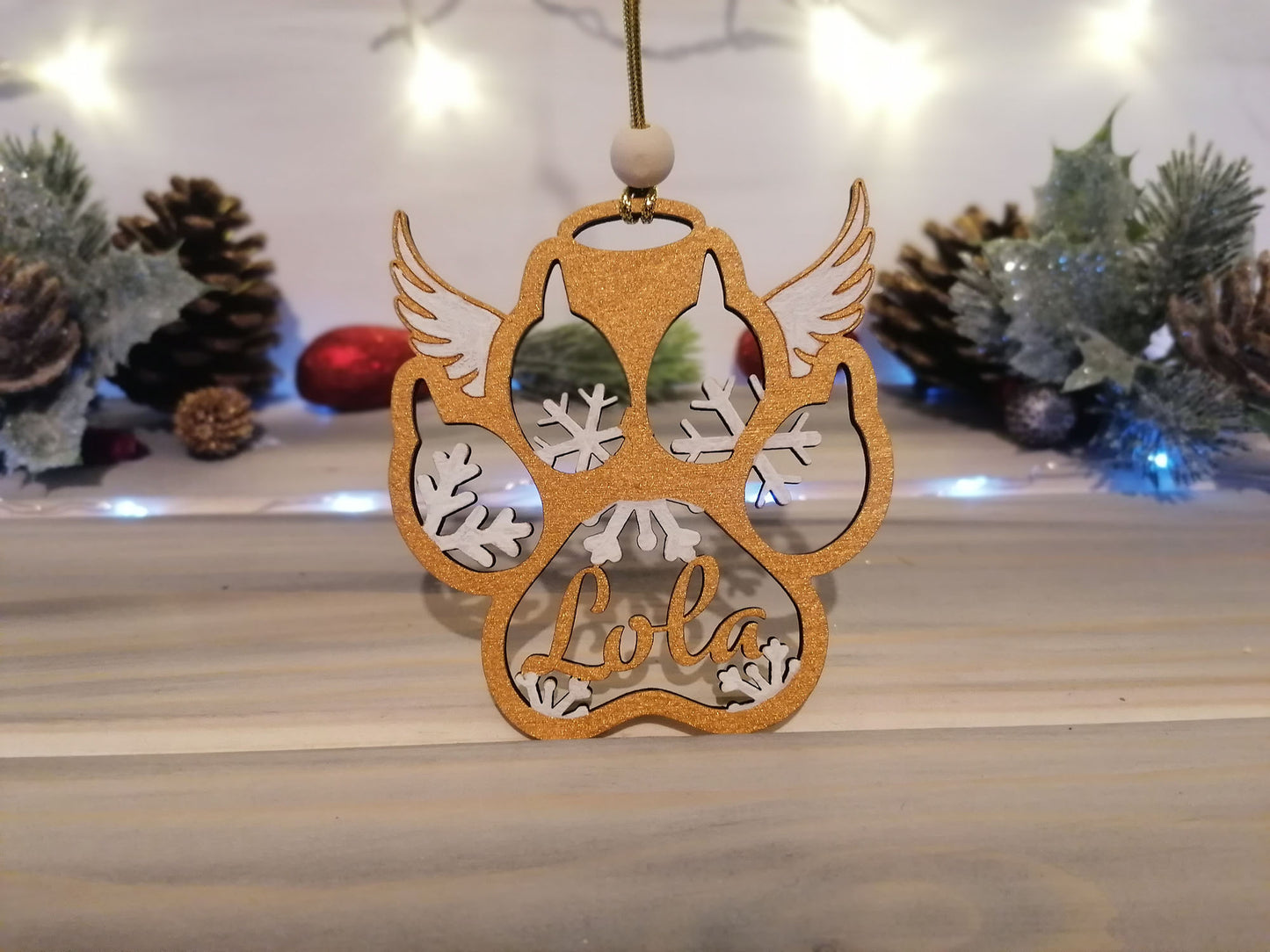 Personalised Cat Angel Paw Christmas Decoration - PG Factory