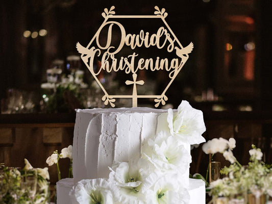 Personalised Christening Wooden Cake Topper Ireland