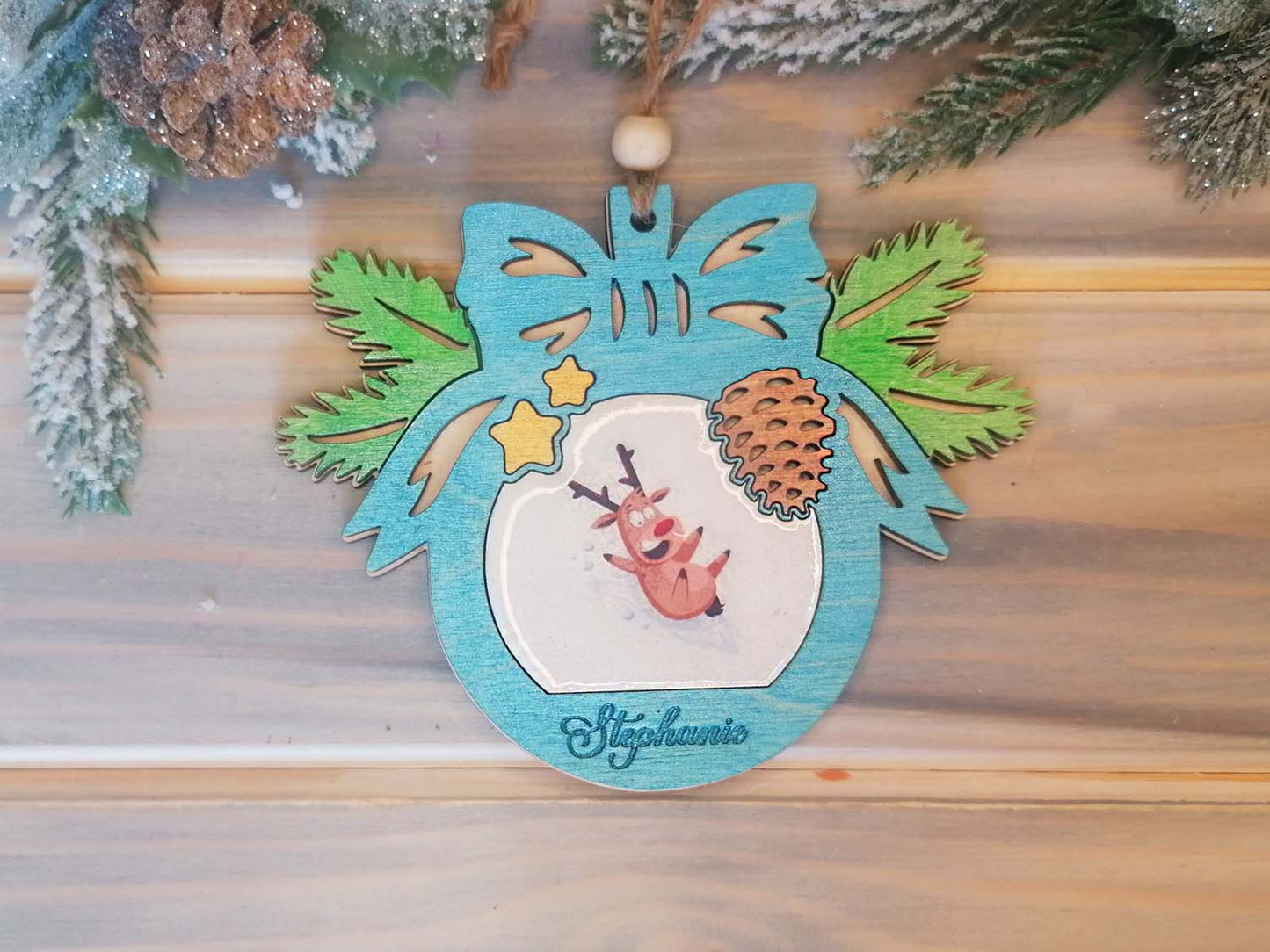 Personalised Christmas Tree Bauble Reindeer
