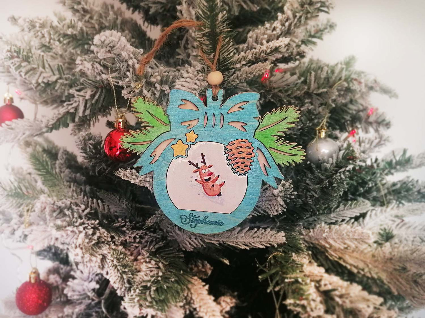 Personalised Christmas Tree Bauble Reindeer