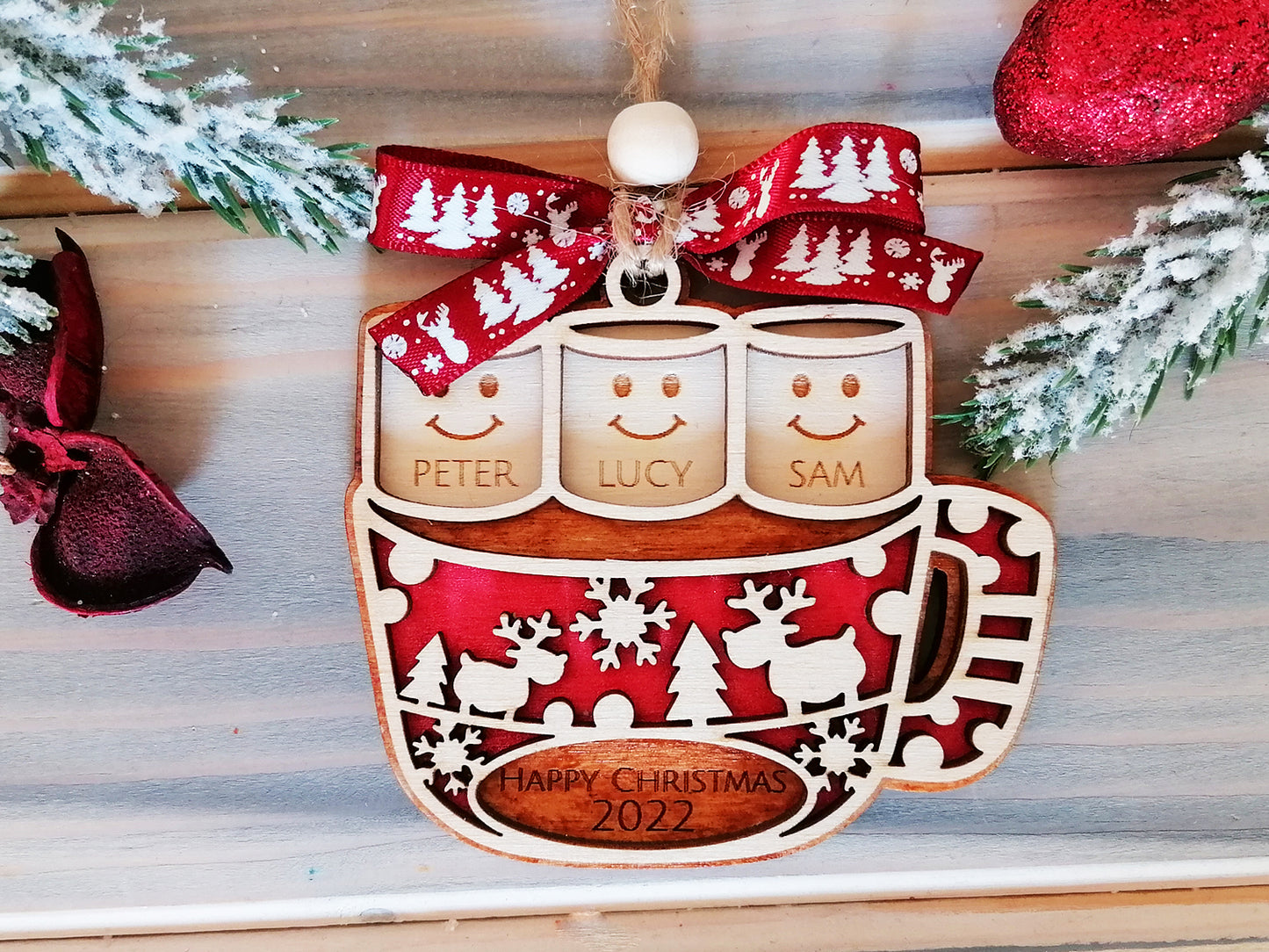Personalised Christmas Cup with Marshmallow's Family Christmas Decoration Ireland