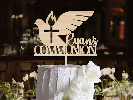 First Communion Cake Topper Dove and Cross Irish Made