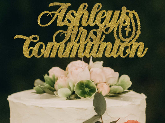 Personalised First Communion Glitter Cake Topper Ireland Dublin