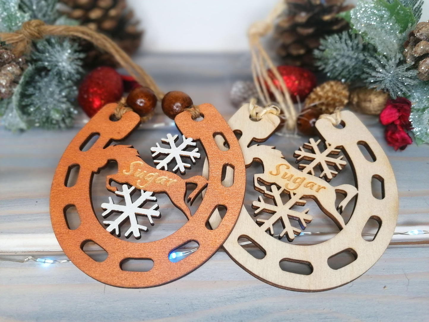 Custom Horseshoe with Jumping Horse Christmas Decoration - PG Factory