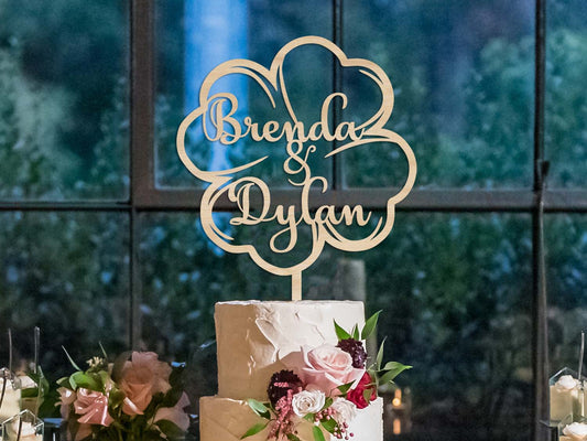 Personalised Wedding Topper with Shamrock