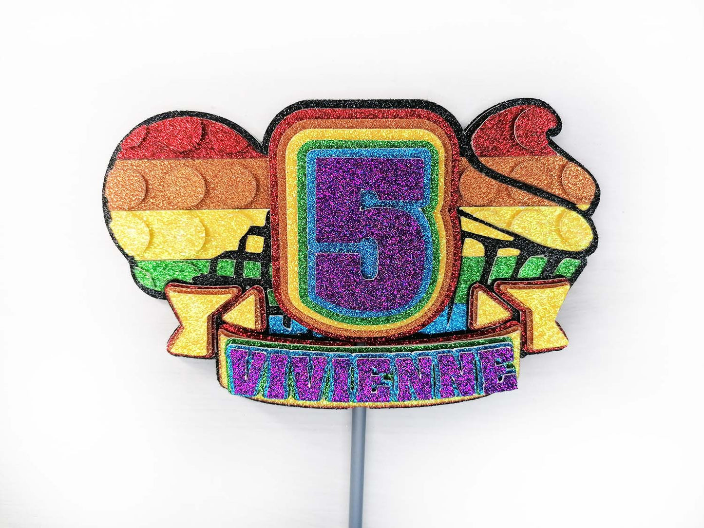 Pop it - 3D Glitter Craft Card Birthday Cake Topper - PG Factory