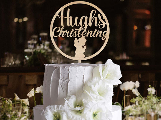 Christening Cake Topper with Praying Angel