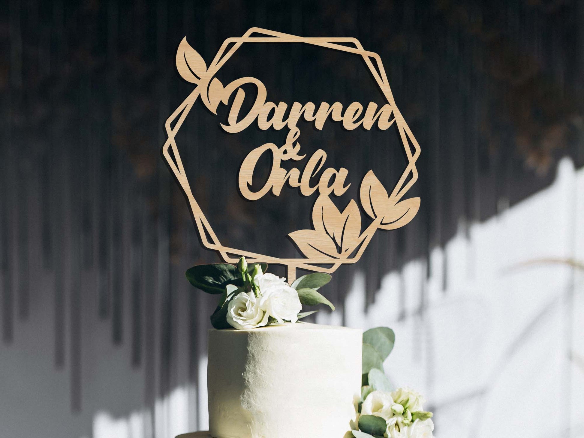 Rustic Wooden Wedding Cake Topper - PG Factory