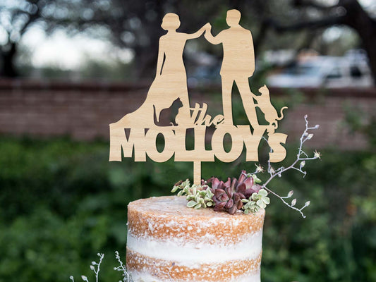 Irish made Silhouette Cats Wedding Cake Topper