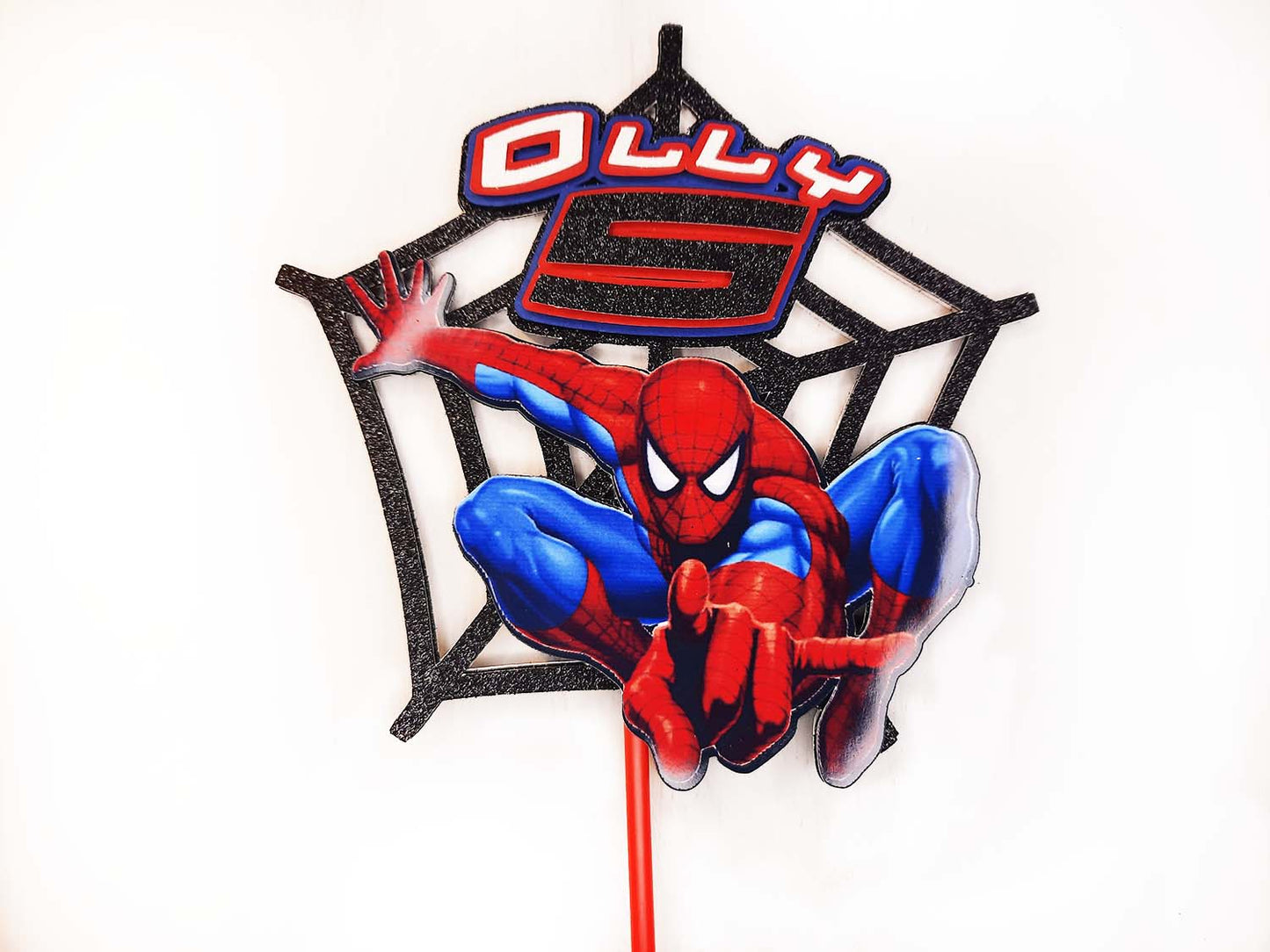 Spiderman - 3D Glitter Craft Card Birthday Cake Topper - PG Factory
