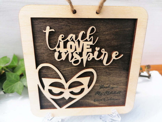 Teach Love Inspire Personalised Frame for Teacher