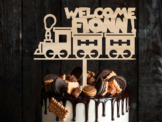 Train Welcome Birthday Cake Topper