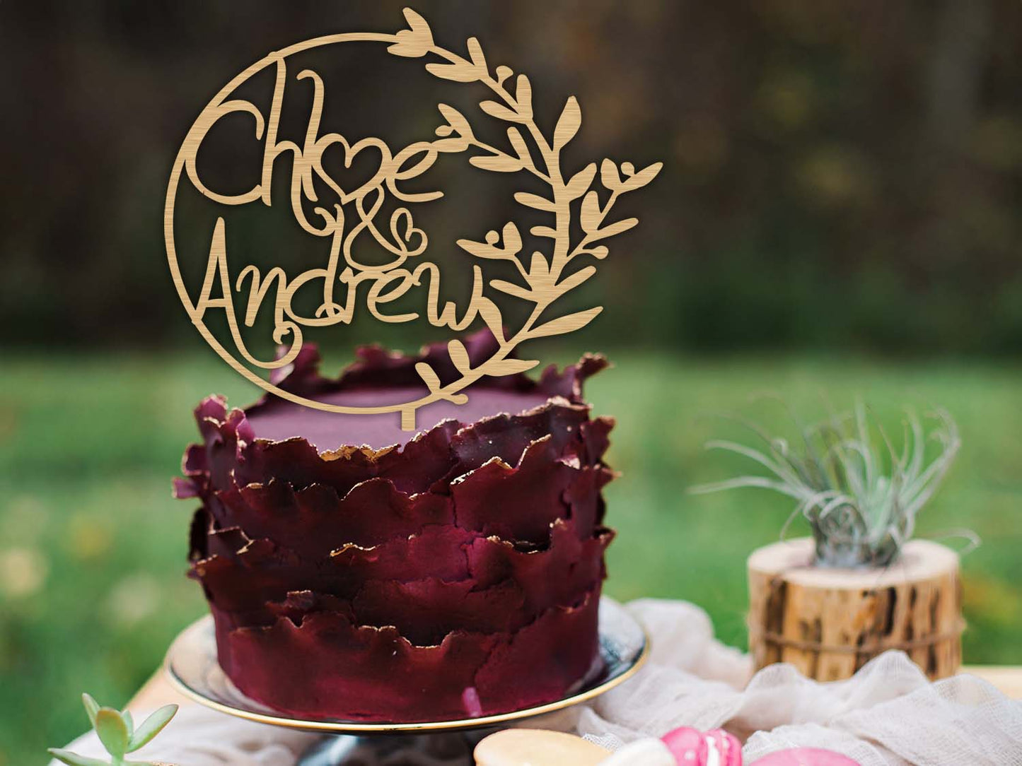 Personalised Wooden Wedding / Engagement Cake Topper - PG Factory