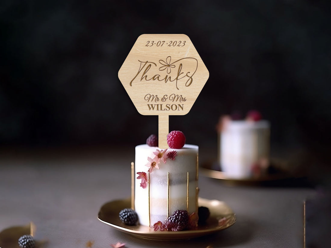 Exquisite Mini Wedding Toppers: Wooden Delights for Your Special Day