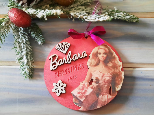 Personalised Barbie Style Christmas Tree Decoration