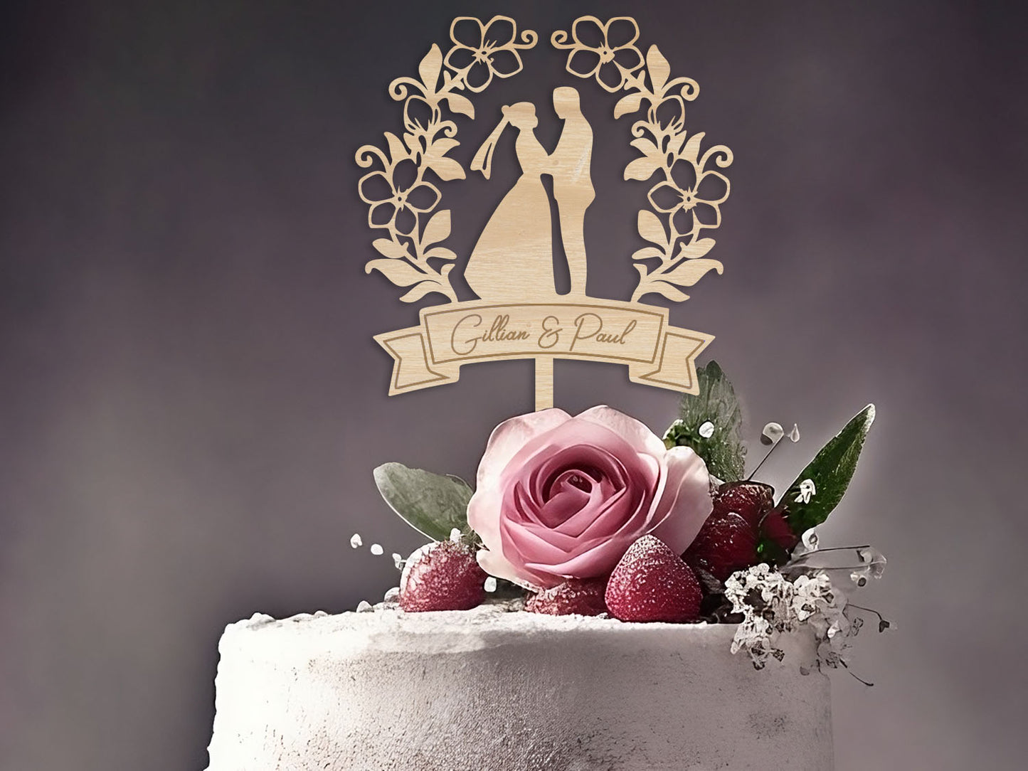 Bride Groom Couple Silhouette Wedding Cake Topper