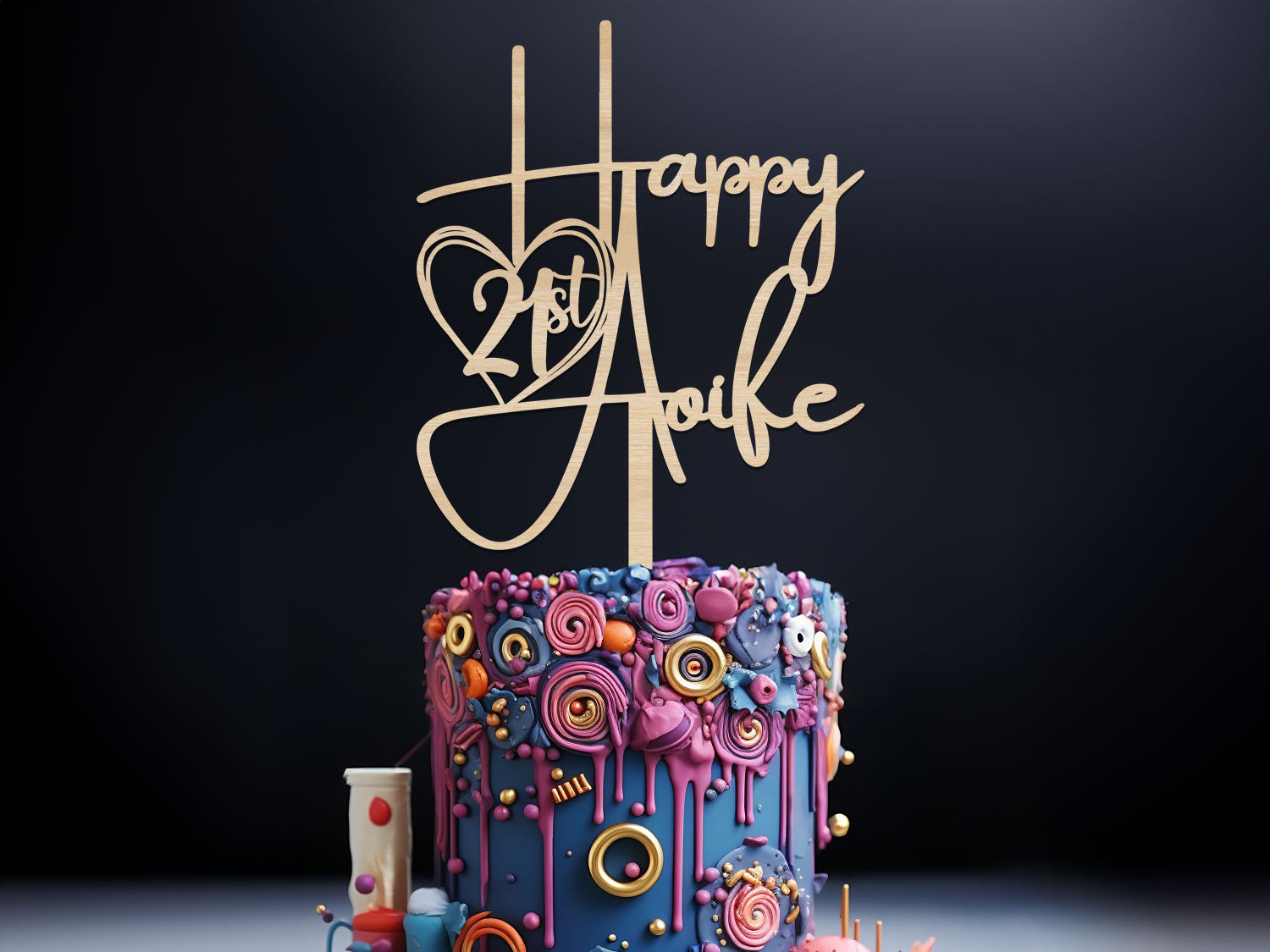 Cake Topper Birthday Name and Age