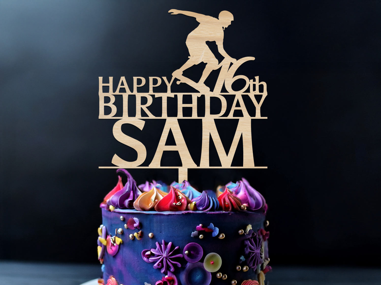 Cake Topper Birthday with Skateboarder