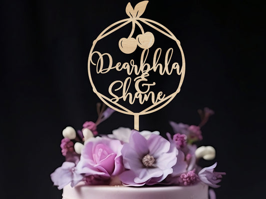 Cherries Personalised Wedding Cake Topper Ireland