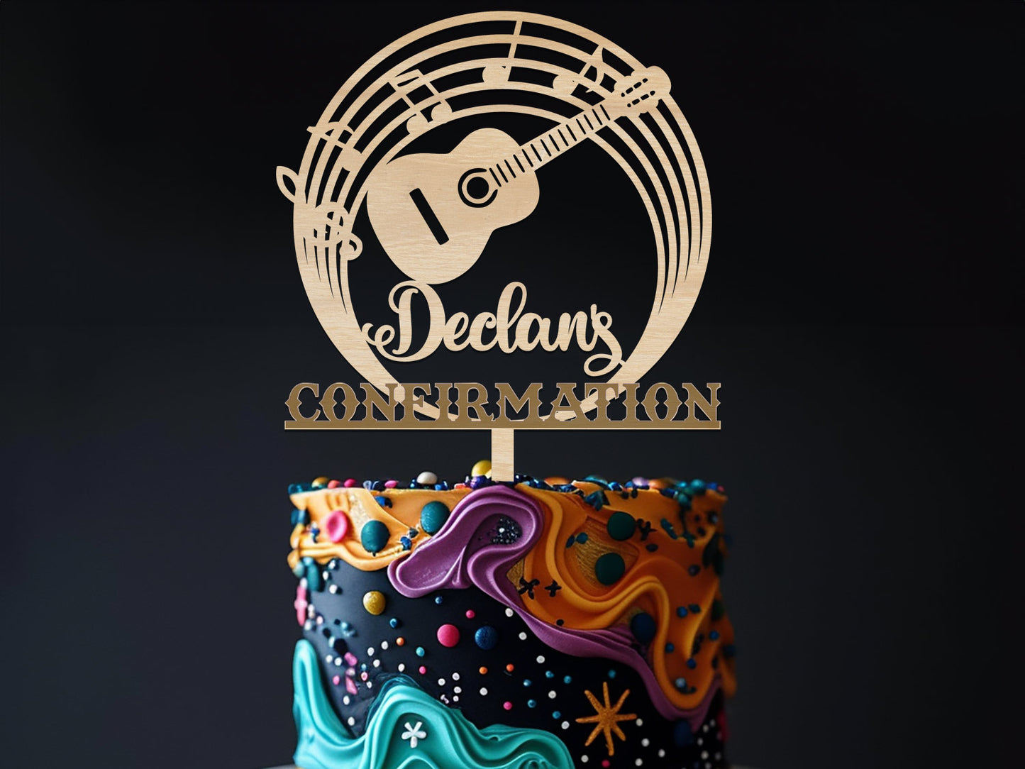 Guitar Music Confirmation Cake Topper