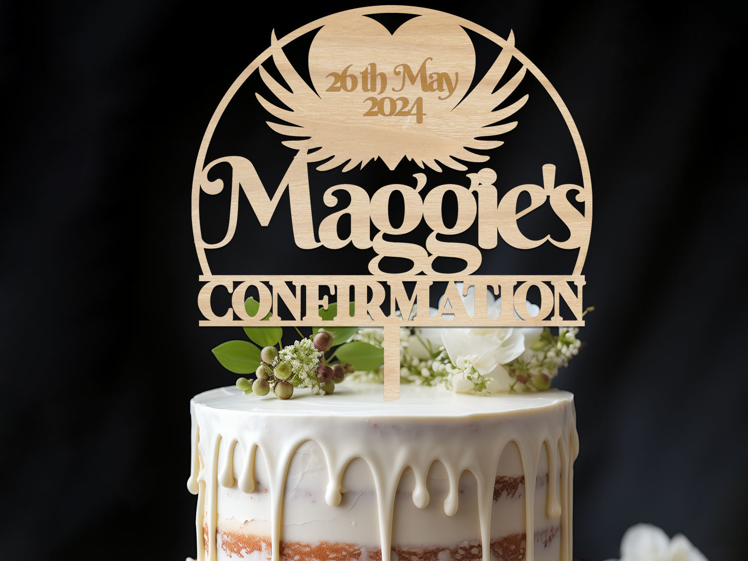 Confirmation Cake Topper with Name and Date