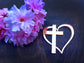 Cross Heart Acrylic Front Cake Topper