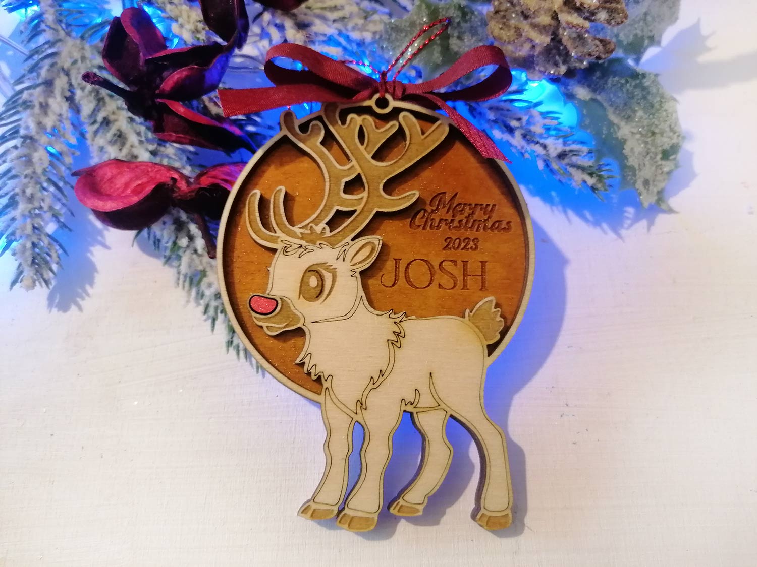 Cute Rudolph Personalised Christmas Decoration