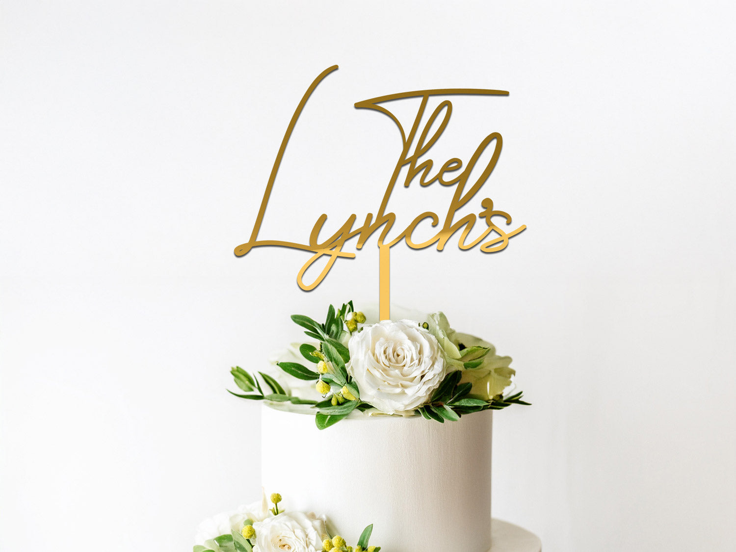 Gold Acrylic Cake Topper for Wedding