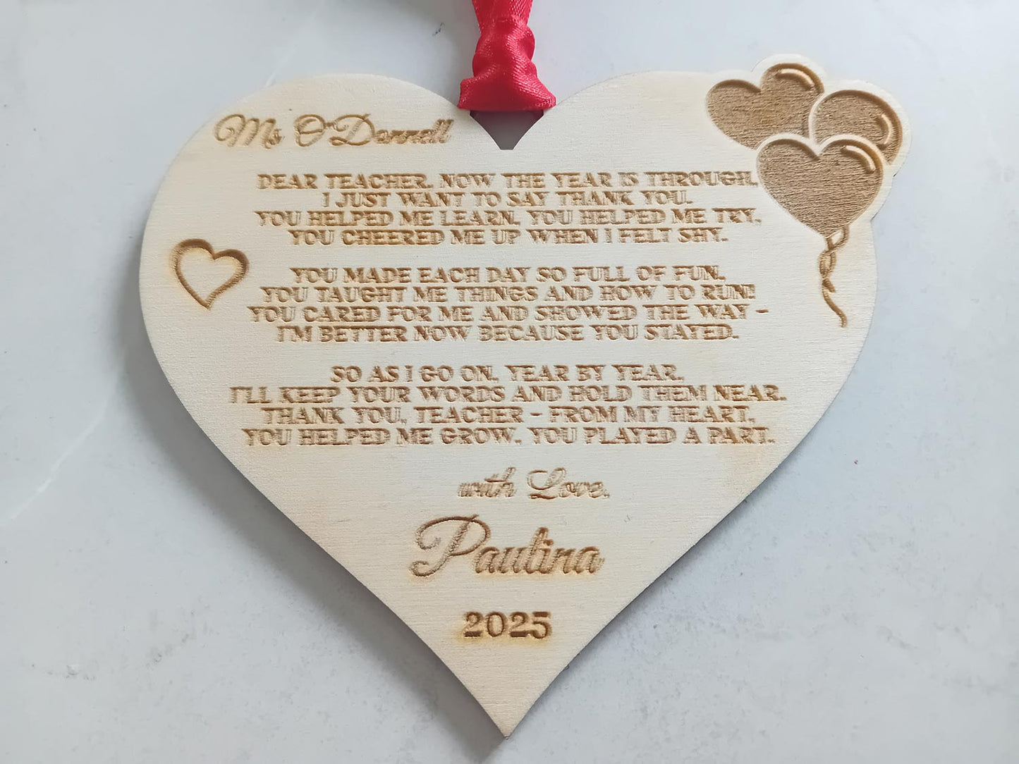 Heart Personalised Gift For Teacher