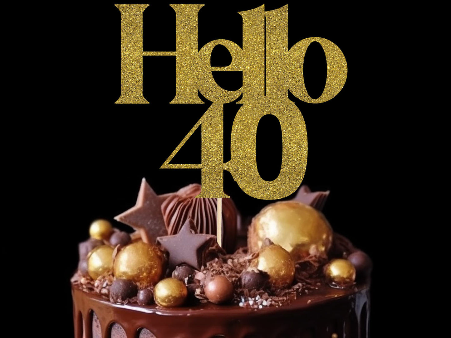 Hello 16 18 21 30 40 50 60 70 80 Birthday Age Glitter Cake Topper Ireland