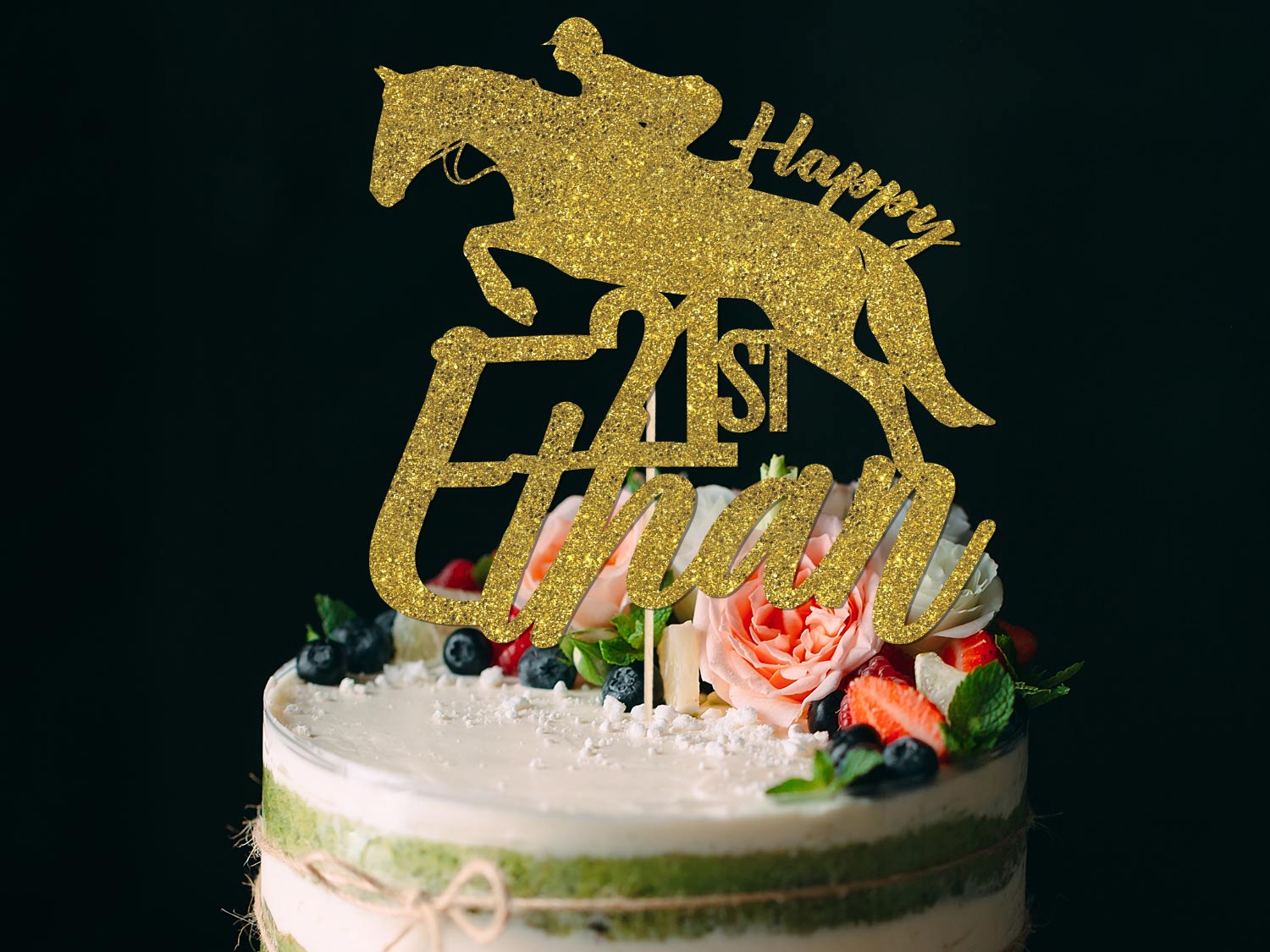 Horse Birthday Cake Topper, Personalised with name and age