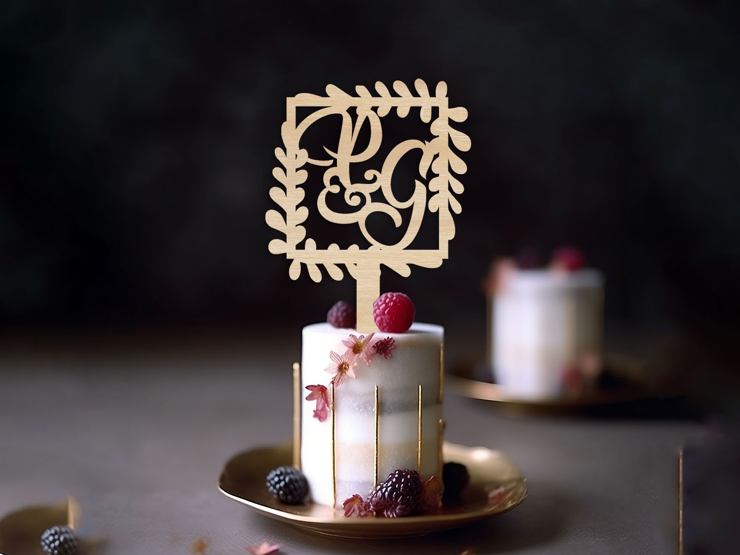 Framed Initials Mini Wedding Cake Topper